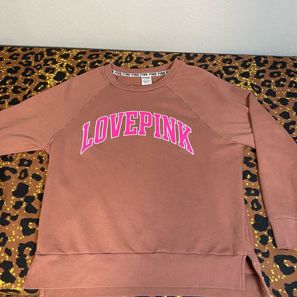 Victoria's Secret Pink Logo Brown Sweater